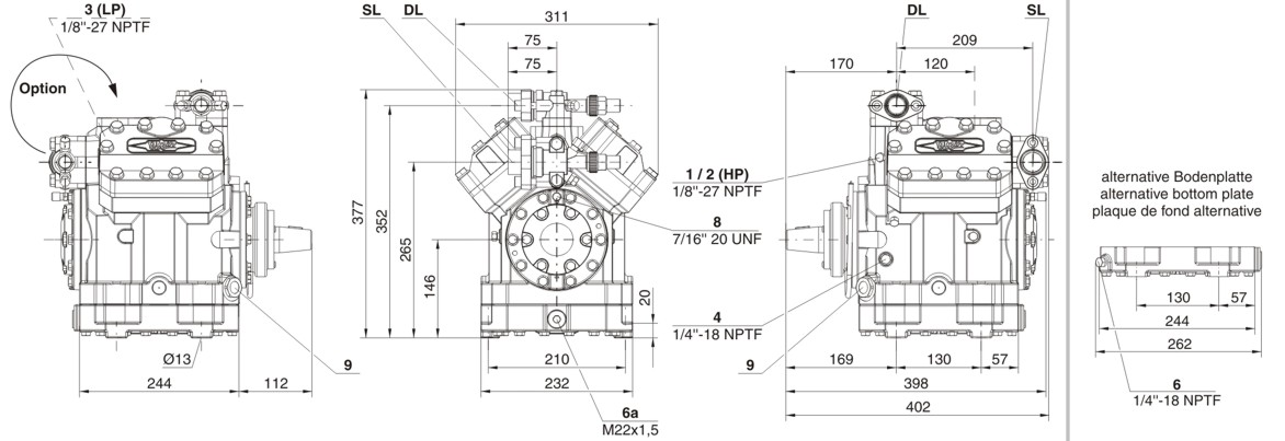 BITZER 4GFCY Dimensiona Drawing